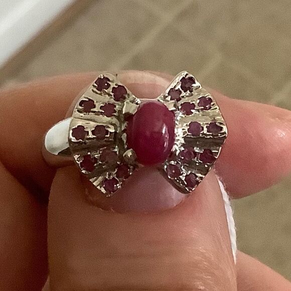 NWT 𝅺STERLING SILVER 925 RED RUBY RING SIZE US 7.5​​ - Picture 3 of 6